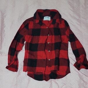 Old Navy Kids Red and Black Checkered Shirt Girls Size 6/7